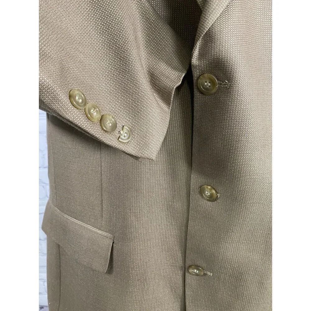 Andrew Fezza 3 Button Golden Brown Silk Super 100s Wool Jacket Blazer 42L READ